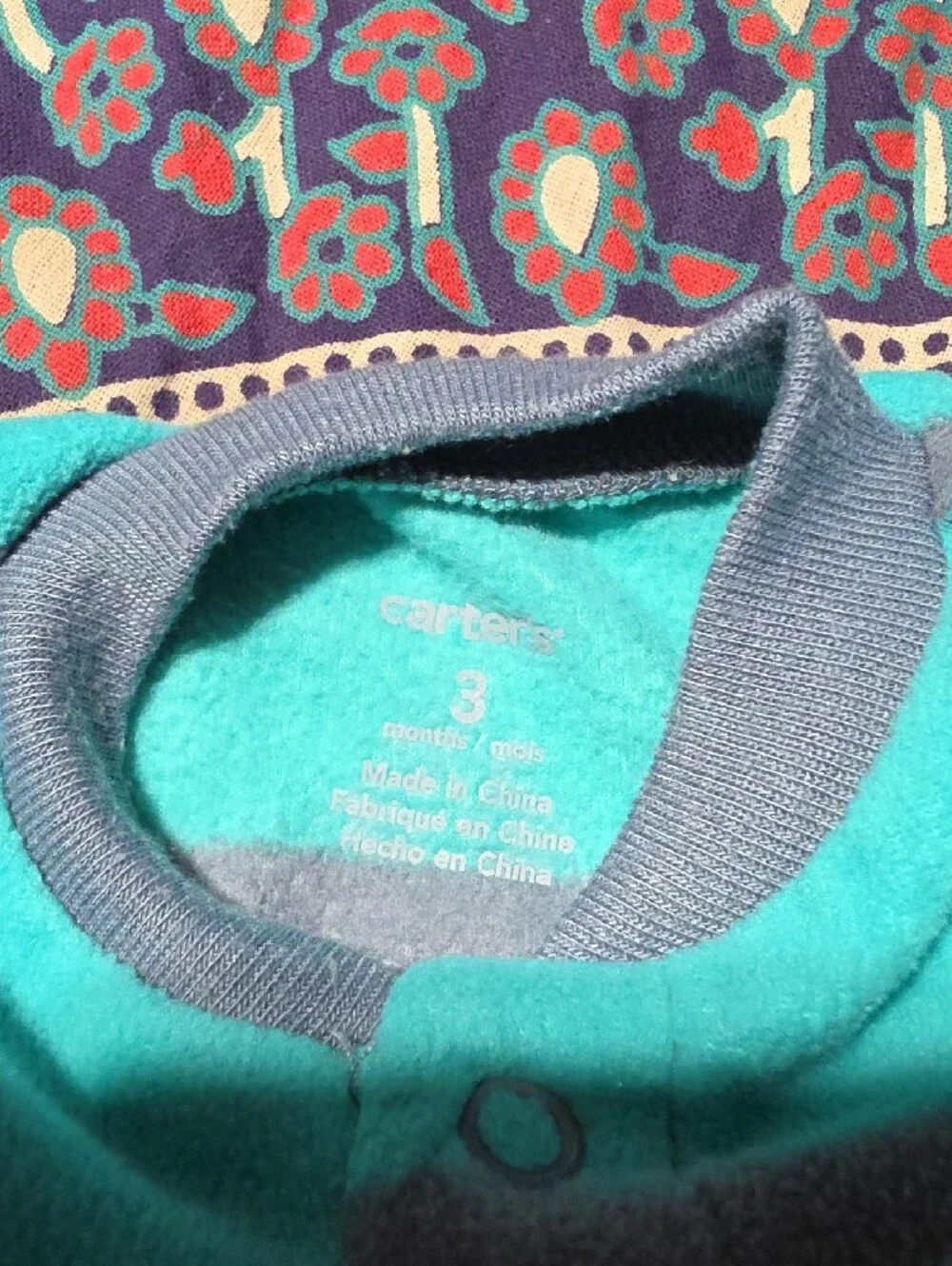 Carter's Teal and Gray Striped Baby Footie with Fox Applique